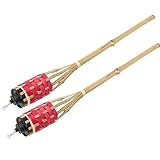 Gartenbeleuchtung 2pcs Bambus Fackeln Garten Fackel Lichter Öllampe Citronella Öl Laterne Terrasse Außenbeleuchtung Fackel für Tropical Luau Party Decor Flackernde Flammen Fackel