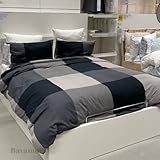 IKEA BRUNKRISSLA Bettwäscheset 2tlg.; schwarz/grau (140cm x 200cm und 80cm x 80cm); 100% Baumwolle