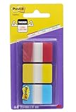 Post-it Index Strong Filing Tabs, Packung mit 1 Spender mit 3 x 22 Tabs, 25, 4 mm x 38 mm, Gelb, Rot, Blau - Extrastarke Haftstreifen für Dokumente und Informationen