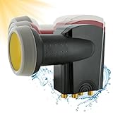 SCHWAIGER 401 Quattro LNB Low Noise Blockconverter Sun Protect digital hitzebeständig LNB-Kappe Satellitenschüssel-Zubehör für Multischalter Wetterschutz vergoldete Kontakte anthrazit