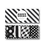 Happy Socks Unisex 4-Pack Classic Black & White Gift Set Socken, Multi, 7-11 (4er Pack)