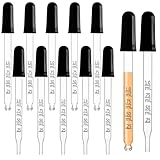 JJUNW 10 Stück Glaspipette, 1ml Glastropfer mit Messungen, Pipettentropfer mit Gummikopf Dropper Graduierte Transfer Pipette für Pflanze Haustier und Süßigkeitenformen Bastelarbeiten (2 Ausführungen)
