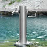 Outdoor Edelstahl-Säulenbrunnen mit Wasserhahn, unabhängiges Gartenwasserspiel, gebürstete Oberfläche, 2,8 x 86,1 cm, perfekt für Haus und Garten Dekor