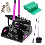 PLOEOUA Pooper Scooper for Large Dogs Heavy Duty, Swivel Bin & Rechen with 40 Waste Bags for Medium Small Dogs, Poop Scooper with Long Handle to Clean Pet Waste for Yard Lawn Outdoor