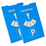 Parkscheibe, 2 Stück, in Blau, aus Papier, doppelseitig einstellbar, Parkuhr mit ANKUNFTSZEIT, für Auto, LKW, Wohnmobil, Parking Disc Blue, Parkscheiben, Parkkarte, blaue Papier Park Scheibe Karte