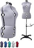 Verstellbare Schneiderpuppen Frauen S (32-42) 13 Drehrädchen Damen Büste Damenbüste Schneiderbüste Mannequin mit Beinansatz Grau Gr.S