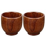 Jujube Tasse rund aus Massivholz, Teetasse aus Holz, japanische Tassen aus Holz, Tasse aus Holz, Kaffeetasse, Sake-Teetasse, kreativ, handgefertigt, 2 Stück