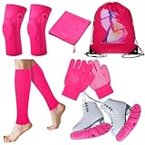 Soulchen Eiskunstlauf-Set, Knieschoner, Skate-Schutz, Handschuhe, Socken, Handtuch, rutschfester Rucksack, komplettes Eislauf-Zubehör-Set für Training, Übungen, Wettbewerbe, Mädchen, Damen, 6-teilig