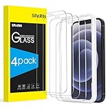 SPARIN Panzer Schutz Glas für iPhone 12/12 Pro Schutzfolie, 4 Stück Displayschutzfolie für iPhone 12 mit Einfache Montage Rahmen，9H Härte Glas