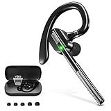 Pollway Bluetooth Headset, Freisprechanlage Bluetooth Ohr mit Mikrofon Mute-Funktion LED CVC8.0, 70 Std Spielzeit mit Ladecase, In Ear Kabellos Headset für Autofahren Büro Business