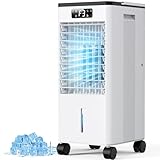 Klimaanlage Mobile Klimagerät Luftkühler 4 in 1 Klimaanlage Ohne Abluftschlauch Ventilator Verdunstungskühler 7.5L Wassertank 1-12Timer 60°Oszillierend Mit Fernbedienung 4 Eisbeutel