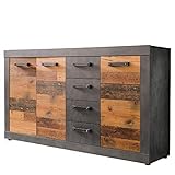 trendteam smart living - Schuhschrank Schuhkommode Kommode - Wohnzimmer - Indy - Aufbaumaß (BxHxT) 151 x 86 x 37 cm - Farbe Graphit Grau Matera mit Old Wood - 187987023