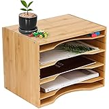 OFFICE EAGLE Dokumentenablage Holz (33,6x24,2x26 cm) A4 Papierablage - verstellbare Briefablage aus 100% Bambus - Ablage Schreibtisch Organizer Büro