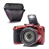 KODAK Pixpro Astro Zoom AZ405 + Schutzhülle – Digitalkamera Bridge, Zoom X40, Weitwinkel von 24 mm, 20 Megapixel, LCD 3, Video Full HD 1080p, OIS, AA-Batterie – Rot