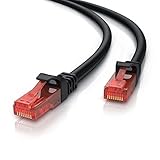 15m Netzwerkkabel RJ45 - Ethernet Gigabit LAN Kabel - 10 100 1000Mbit s - Patchkabel - kompatibel zu Cat 5 Cat 6 Cat 7 Cat 8 - Switch Router Modem Patchpannel Access Point Patchfelder - schwarz