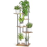 Likapop 6-Tier Blumenständer, Mehrlagiger Pflanzenständer, Metall Pflanzenregal Blumenregal Blumentreppe Blumenbank Schwarz für Zimmer Wohnzimmer Balkon Garten