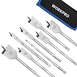 WORKPRO 8tlg. Flachfräsbohrer Set, 1/4' Sechskantschaft, 6mm/ 10mm/ 13mm/ 16mm/ 19mm/ 22mm/ 25mm/ 32mm, Länge 152mm, Flachfräser holz mit Aufbewahrungstasche