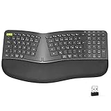 seenda Ergonomische Kabellose Tastatur, 2.4G USB Wiederaufladbare Tastatur mit Handballenauflage und faltbaren Ständern, Wireless Keyboard für Mac & Windows, Computer Laptop PC, DE Layout, Schwarz