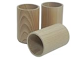 Wooden World 4x Holzbecher Tasse Runde für Bleistift Bleistift auf Schreibtisch Stationäre Lieferungen Büro Organisation
