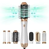 6 IN 1 Air Styler set, Negativ Ionen Haartrockner mit Warmluftbürste, Rundbürstenföhn, Airflow Lockenstab Automatisch, Haarglätter Bürste, für Trocknen, Glätten, Volumen, Locken