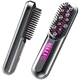 Kabellose Glätteisen Bürste, HOMELYLIFE 5000mAh Tragbarer Beheizter Glättungskamm für Reisen, Mini Negative Ionen Haarglätter Bürste USB Wiederaufladbar für Frauen, Bartglätter für Männer