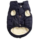 Mit Fleece gefütterte Hundejacke mit 2 Schichten von JoyDaog, sehr warm für den Winter und kaltes Wetter, extraweiche, winddichte Hundeweste(M, blau)