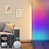 Fortand LED Ecklampe, WiFi RGBCW Stehlampe Wohnzimmer Dimmbar LED Standleuchte Kompatibel mit Alexa/Google Home, LED Eckleuchte mit Fernbedienung Modern Leselampe Smart Stehleuchte Schlafzimmer, 155CM