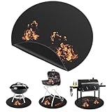 CRROEL Feuerfeste Unterlage, 39 inch Rund Feuerschutzmatte, 3 Schicht Feuerresistent Grillmatte, Silikon-Glasfaser Bodenschutzmatte,100cm Schwarz Feuerfeste Matte für Boden, Rasen, Camping, Deckschutz