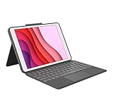 Logitech Combo Touch für iPad (7., 8. und 9. Generation) Schutzcase mit Präzisions-Trackpad, Notebook-ähnlicher Tastatur mit Hintergrundbeleuchtung, Smart Connector, Deutsches QWERTZ-Layout - Schwarz