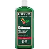 LOGONA Naturkosmetik Vitalisierendes Shampoo für natürlich kräftiges Haar, Geeignet für energieloses, dünner werdendes Haar, Age Energy Haarshampoo mit veganer Formel aus Bio Coffein, 1 x 250 ml