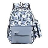 MITOWERMI Camouflage-Kinderrucksack für Jungen, Grundschulrucksack für Kinder, Vorschule, Kindergarten, Jungen, Büchertasche, A-camo grau