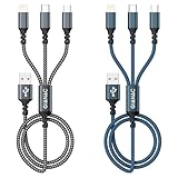 GIANAC Multi USB Kabel [2Stück 1.2M] ladekabel 3 in 1 schnellladekabel Universal Ladekabel mit Micro USB+USB C+Lightning für iPhone, Android Galaxy, Huawei,Oneplus,Sony,Honor View