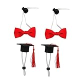 UKCOCO 4 Teiliges Haustier Bachelorhut Set Hüte Für Hunde Mini Hüte Bachelor Hut Miniatur Hunde Abschlusskappe Für Haustier Welpen Abschlussfeier Kleintier Abschluss