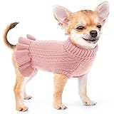 Fleece Haustier Katze Hundepullover Hundekleidung, Strickpullover Kleid für Hunde, Winter Warmer Hund Katzenpullover, Kostüm Welpenpullover Bekleidung für Kleine Mittelgroße Hunde Katzen, Pink M