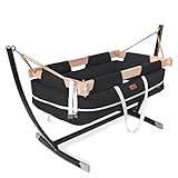 Milano 2 - n 1 Schaukel-Babyhängematte und Babytrage, sehr strapazierfähiges Buchenholzgestell, Naturel Swing System (schwarz)