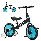 UBRAVOO Fit 'n Joy Kinderfahrrad Fahrräder, 4-in-1 Laufrad für Kinder mit Pedalen und Stützrädern, Trike-to-Bike Kinderrad für Jungen und Mädchen von 2 bis 5 Jahren (Blau)