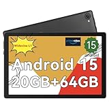 Whitedeer Android Tablet 10 Zoll - Android 15 Octa Core Gaming Tablet mit 20GB+64GB+1TB TF, Tablet PC mit OTG-Übertragung und Wi-Fi 6G, Widevine L1,5000mAh - Schwarz