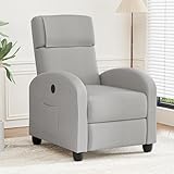 FiveWillowise Fernsehsessel Ruhesessel Relaxsessel mit Verstellbarer Beinablage und Verstellbarer Rückenlehne bis 140°, Einzelsofa, Liegesessel, TV Sessel mit Liegefunktion, Hellgrau