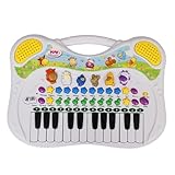 DRULINE Tier Keyboard - Digitalpiano für Kinder mit 24 Tasten,Tierstimmen, 8 Rhythmen, 8 Melodien, Aufnahme- & Wiedergabefunktion, Musik Lernspielzeug, Einstellbare Klänge,Geschenk Klavier, 37x27 cm