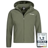 Kirkjubøur® Hestur Herren SOFTSHELLjacke 10.000 mm Wassersäule mit Kapuze und Fleecefutter, atmungsaktiv und wasserabweisend mit Stehkragen, Outdoor (as3, alpha, m, regular, regular, Grün)