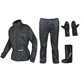 A-Pro Ganzkörper Wasserdicht Regenanzug Handschuhe Stiefel Motorradkombi Schwarz M