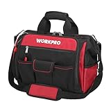 WORKPRO Elektriker Wasserdichte Werkzeugtasche Profi, weite Öffnung & große Kapazität 42CM/16' aus 1680D Polyester, Schultergurt verstellbar, Multifunktion für Heimwerker Handwerker