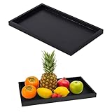 1 Stück Tablett Schwarz, Rechteckiges Serviertablett aus Holz 32 X 20 X 2cm, Vielseitig für Küche, Restaurant und Bar, Sicher und Langlebig
