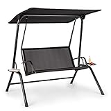 blumfeldt Bel Air Mono Swing Hollywoodschaukel - Stahlrahmen, atmungsaktiv, leichte Reinigung, Mono Relax-Bauweise, Sonnendach, Sitzfläche: 120 x 50 cm (BxT), Max. Belastung: 160 kg, schwarz
