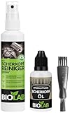 BIOLAB Scherkopf Reinigung & Pflege Set - Scherkopfreiniger Spray (100ml), Scherkopföl (30 ml) + Reinigungsbürste für Rasierer, Haarschneider und Haarschneidemaschine