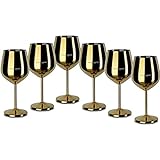 ECHTWERK bruchsichere Weingläser aus Edelstahl, Weinglas-Set, Rotweinglas, Weinprobe-Gläser, Cocktailgläser, robust, unzerbrechlich, Gold Edition, 6tlg, 21x 7,3cm, 0,5L
