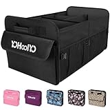 YOHOOLYO Kofferraum Organizer Faltbar 72L Auto Kofferraumtasche unterstützt 35kg 600D Oxford-Gewebe Wasserdicht Rutschfest mit Griffe Schwarz 60 x 37 x 32.5 cm