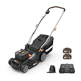 WORX WG737E Nitro Akku-Rasenmäher 40V(2x20V) - leistungsstarke bürstenloser Motor - 37cm Schnittbreite - 6 Schnitthöhenstufe (20-70mm) - 40L Grasfangsack - inkl. 2x4Ah Akkus & Dual-Ladengerät