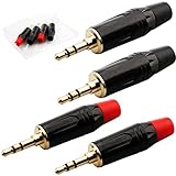 RUNCCI-YUN 4Pcs Klinkenstecker 3.5 Löten Stereo,3,5-mm-Stereo-Stecker,Trs Stecker 3,5mm,3.5mm Klinkenstecker 3 Polig,Audio Jack Diy,3.5 Mm Reparatur Aux Stecker Löten, (Schwarz + Rot)