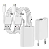 [MFi Certified] USB Ladegerät, 2er Pack iPhone Ladegerät und 2M*2 iPhone Ladekabel Schnellladekabel USB Netzteil Lightning Kabel Ladeadapter für iPhone 14/13/12/11 Pro/XS Max/XR/X/8/8 Plus/7 (A1400)